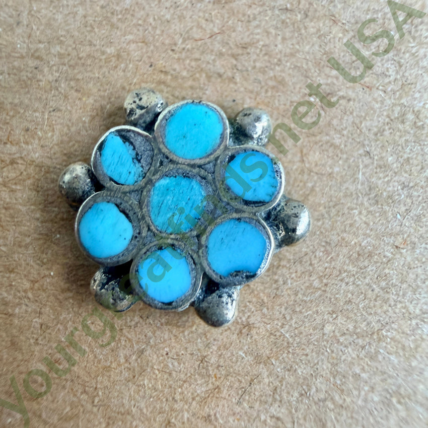New Old Store Stock Sterling Silver Turquoise Dots Pierced Post Earrings earrings