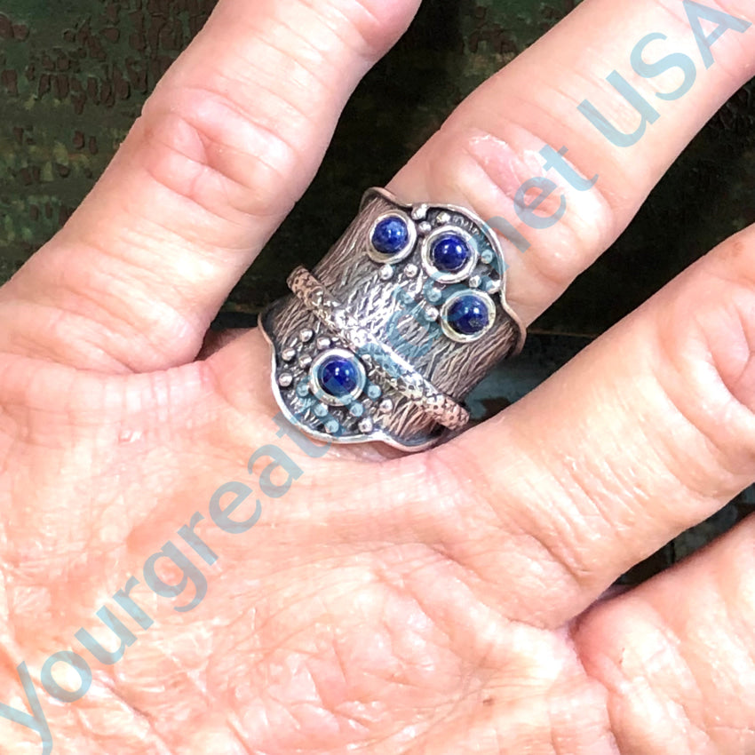 New Old Store Stock Wide Band Spinner Ring Lapis Lazuli Ring