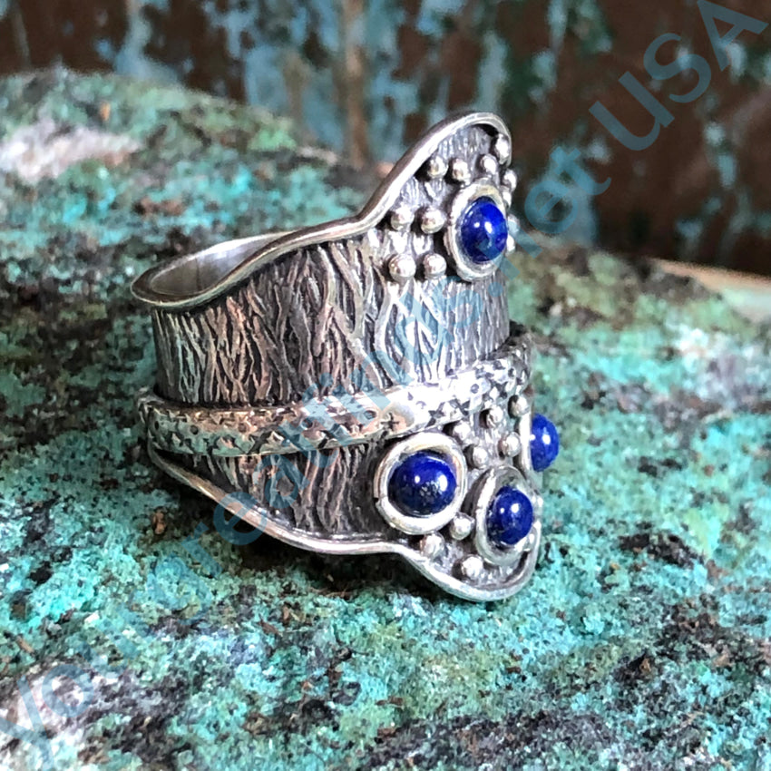 New Old Store Stock Wide Band Spinner Ring Lapis Lazuli Ring