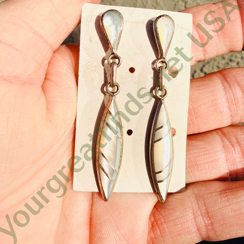 New Old Store Stock Zuni 925 Mother-of-Pearl Pierced Earrings earrings