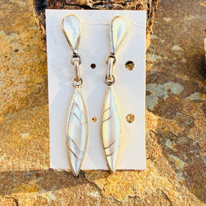 New Old Store Stock Zuni 925 Mother-of-Pearl Pierced Earrings earrings