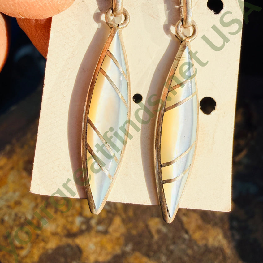 New Old Store Stock Zuni 925 Mother-of-Pearl Pierced Earrings earrings