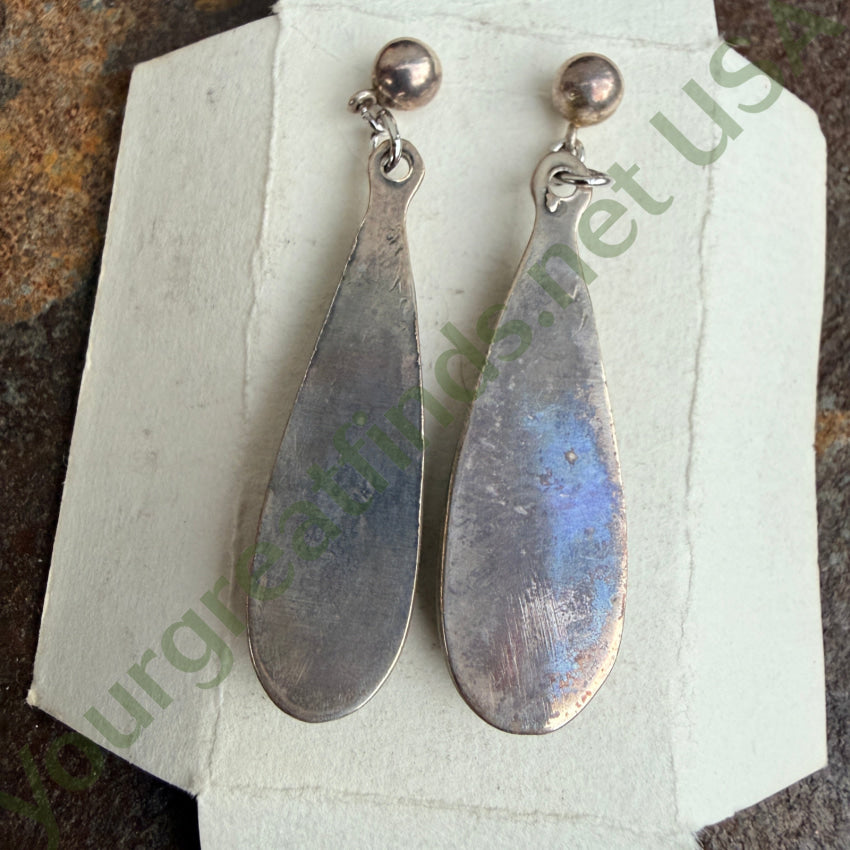 New Old Store Stock Zuni Turquoise Inlay Pierced Earrings 925 earrings