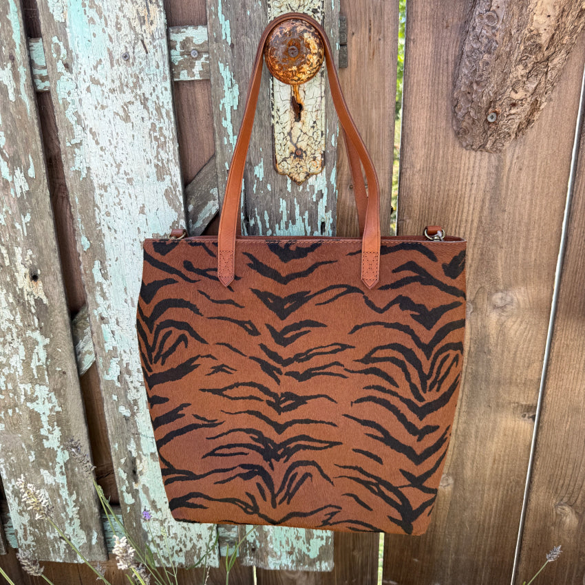 NWT Madewell Medium Transport Hair on Hide Tiger Print Tote tote