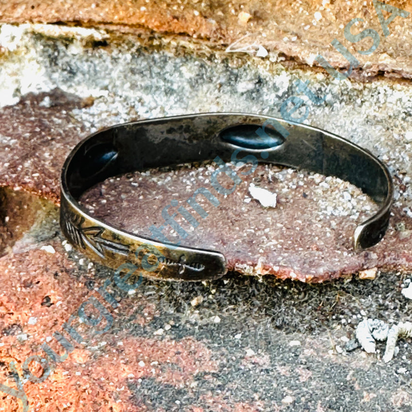 Old 1920 Navajo Sterling Silver & Turquoise Cuff Bracelet Fred Harvey Bracelet