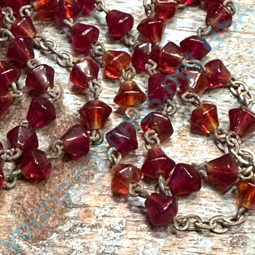 Vintage Red Glass Bead Rosary - Yourgreatfinds