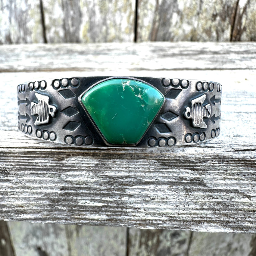 Green good Turquoise sterling silver cuff