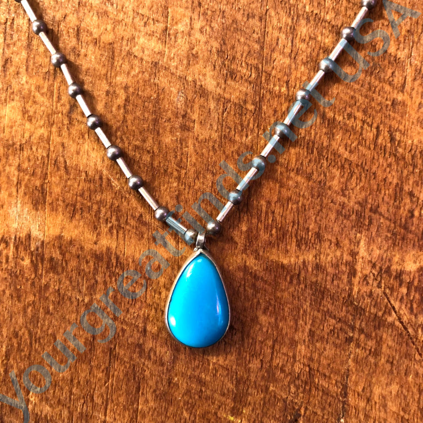 Old Bell Trading Post Sterling Silver & Turquoise Necklace Necklace