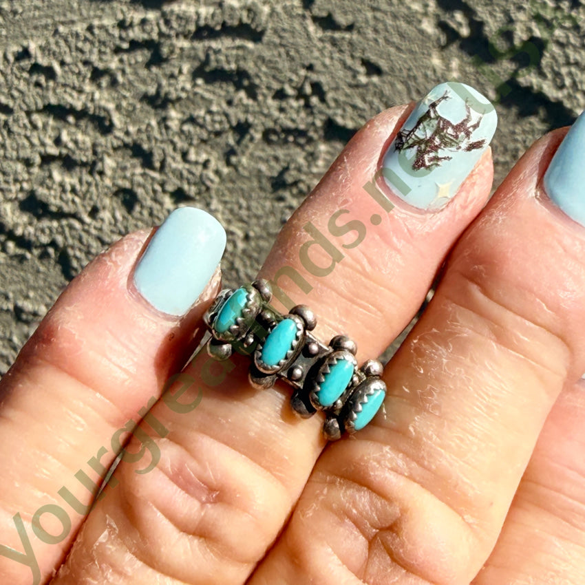 Old Bell Trading Post Turquoise & Sterling Silver Row Ring ring