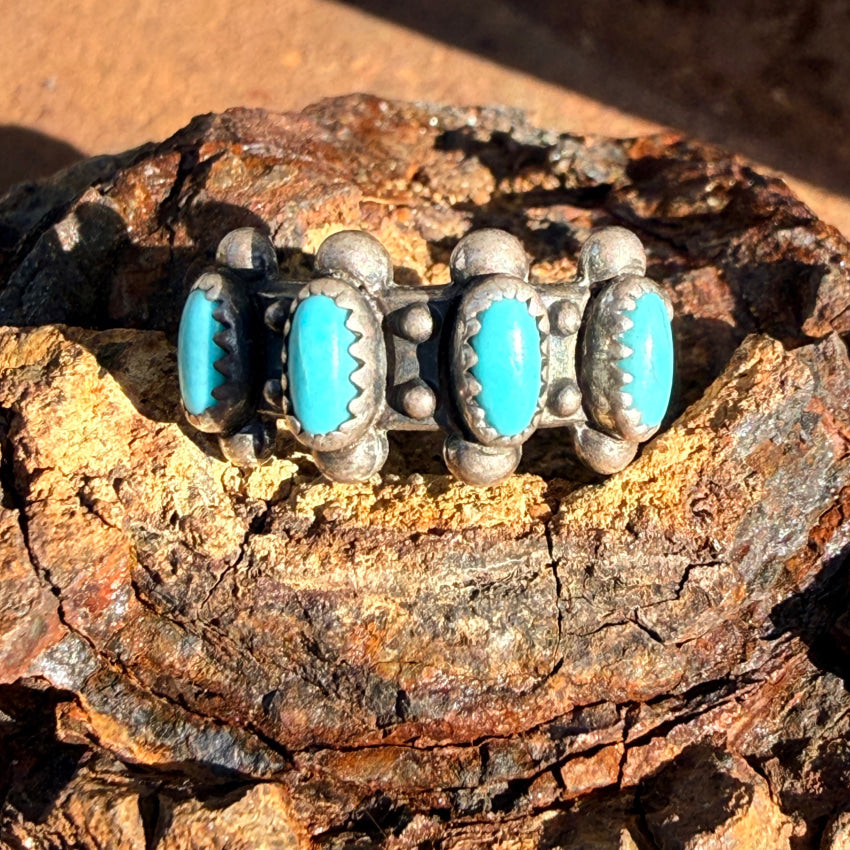 Old Bell Trading Post Turquoise & Sterling Silver Row Ring ring
