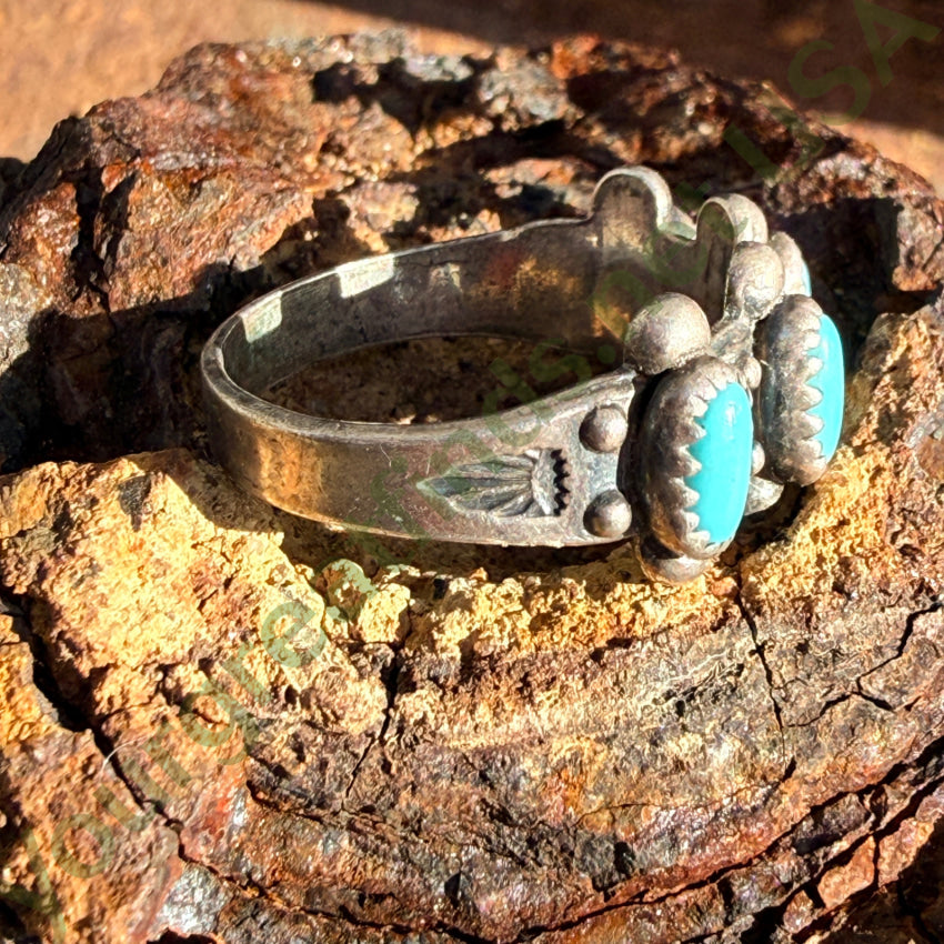 Old Bell Trading Post Turquoise & Sterling Silver Row Ring ring