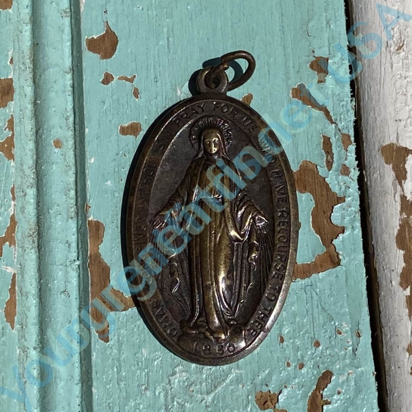 Old Brass Catholic Devotional Metal Pendant Yourgreatfinds