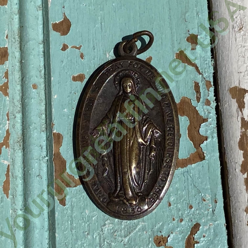 Old Brass Catholic Devotional Metal Pendant Yourgreatfinds