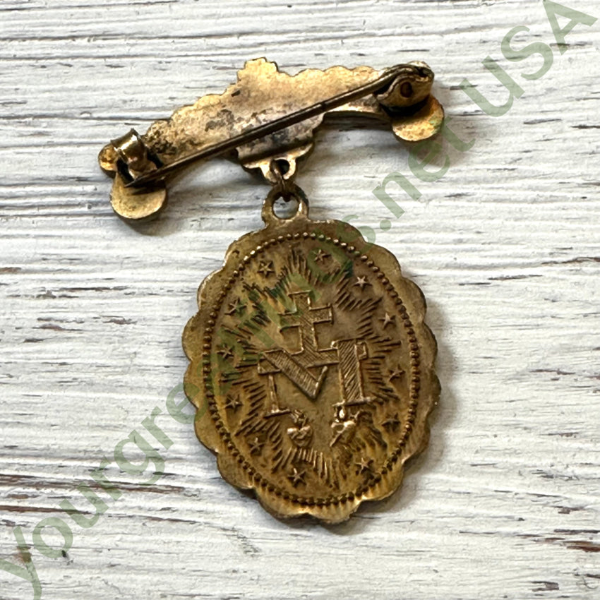 Old Brass Catholic Out Lady Of Victory Pin