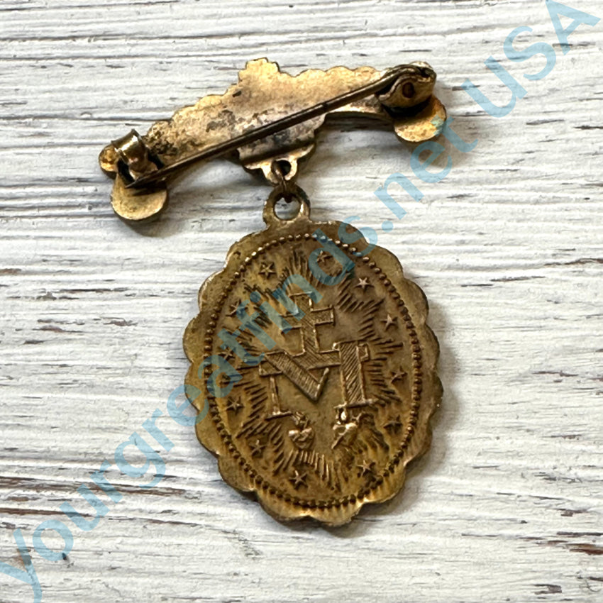 Old Brass Catholic Out Lady Of Victory Pin