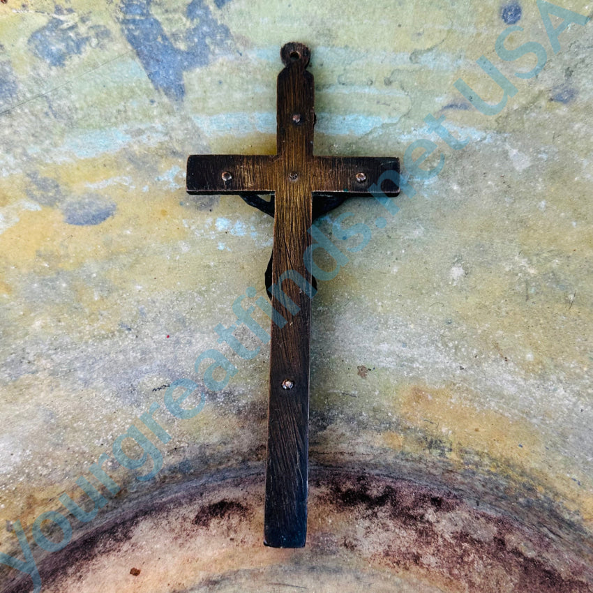 Old Brass & Copper Crucifix Cross For Wall Decor Or Chain Necklace Crucifix