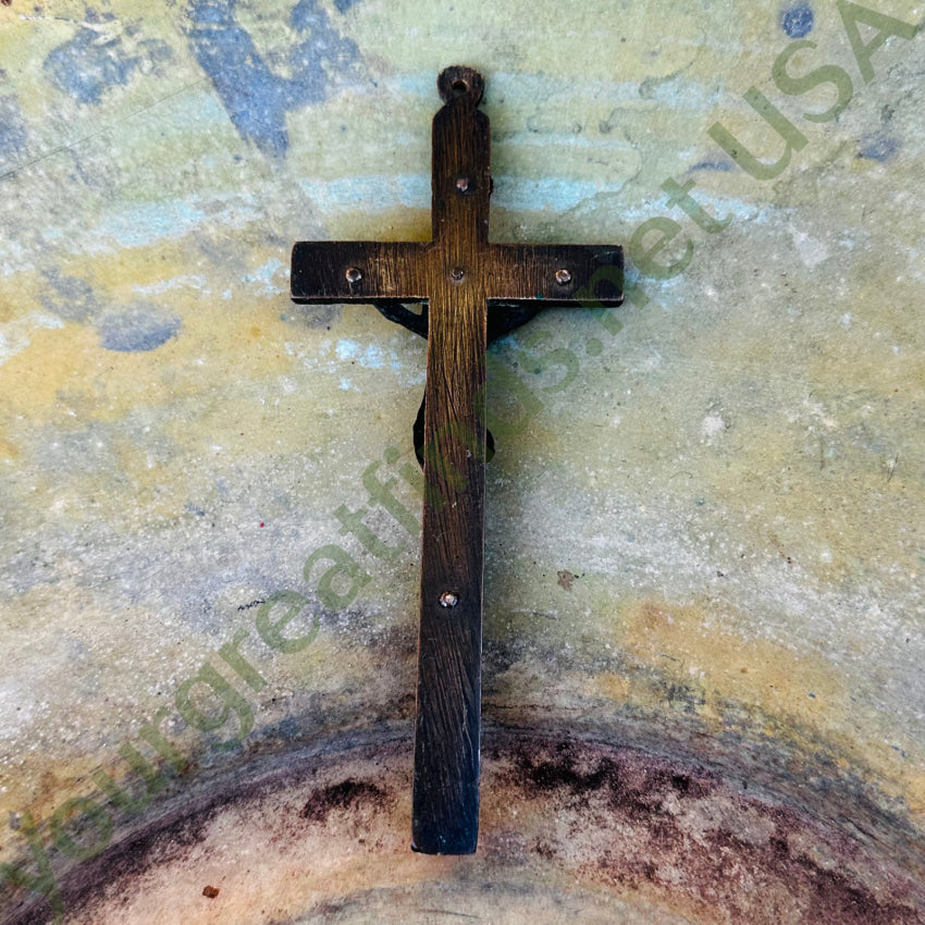 Old Brass & Copper Crucifix Cross For Wall Decor Or Chain Necklace Crucifix