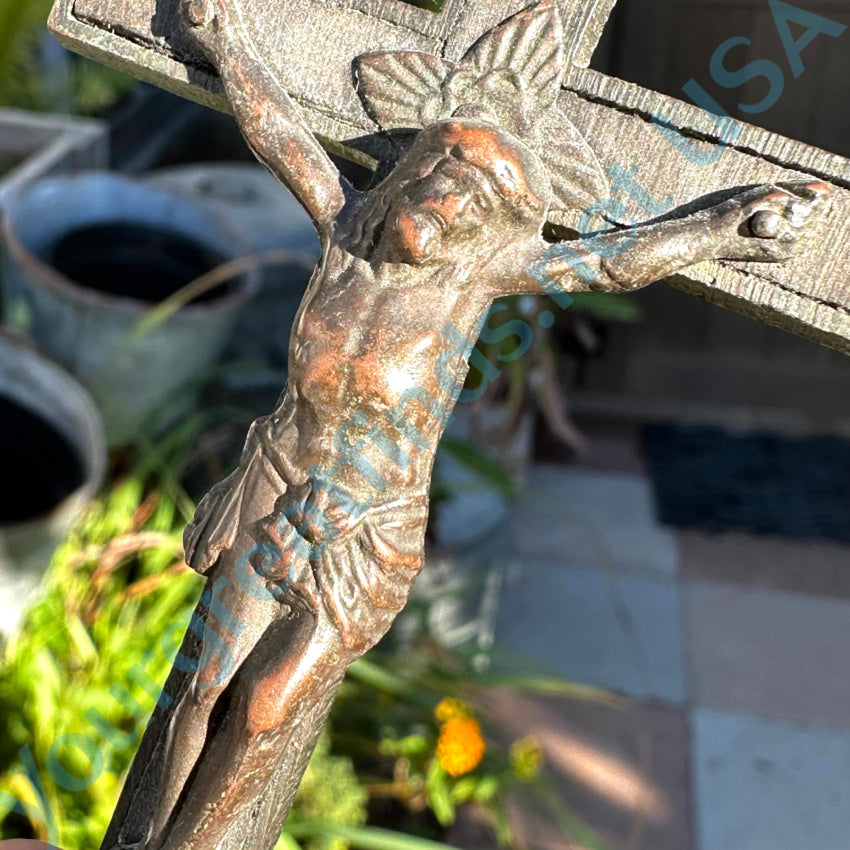 Old Brass & Copper Crucifix Cross For Wall Decor Or Chain Necklace Crucifix