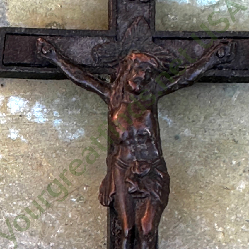 Old Brass & Copper Crucifix Cross For Wall Decor Or Chain Necklace Crucifix