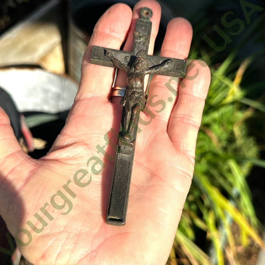 Old Brass & Copper Crucifix Cross For Wall Decor Or Chain Necklace Crucifix
