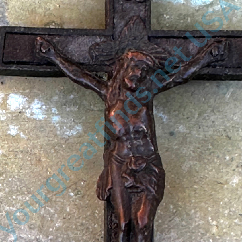 Old Brass & Copper Crucifix Cross For Wall Decor Or Chain Necklace Crucifix