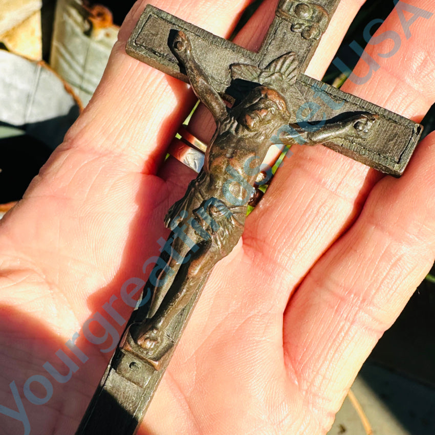 Old Brass & Copper Crucifix Cross For Wall Decor Or Chain Necklace Crucifix