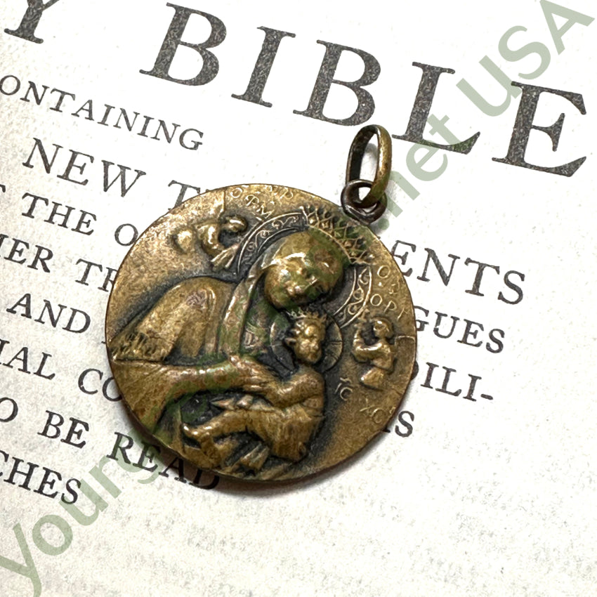 Old Cast Brass Double Sided Devotional Pendant Pendant