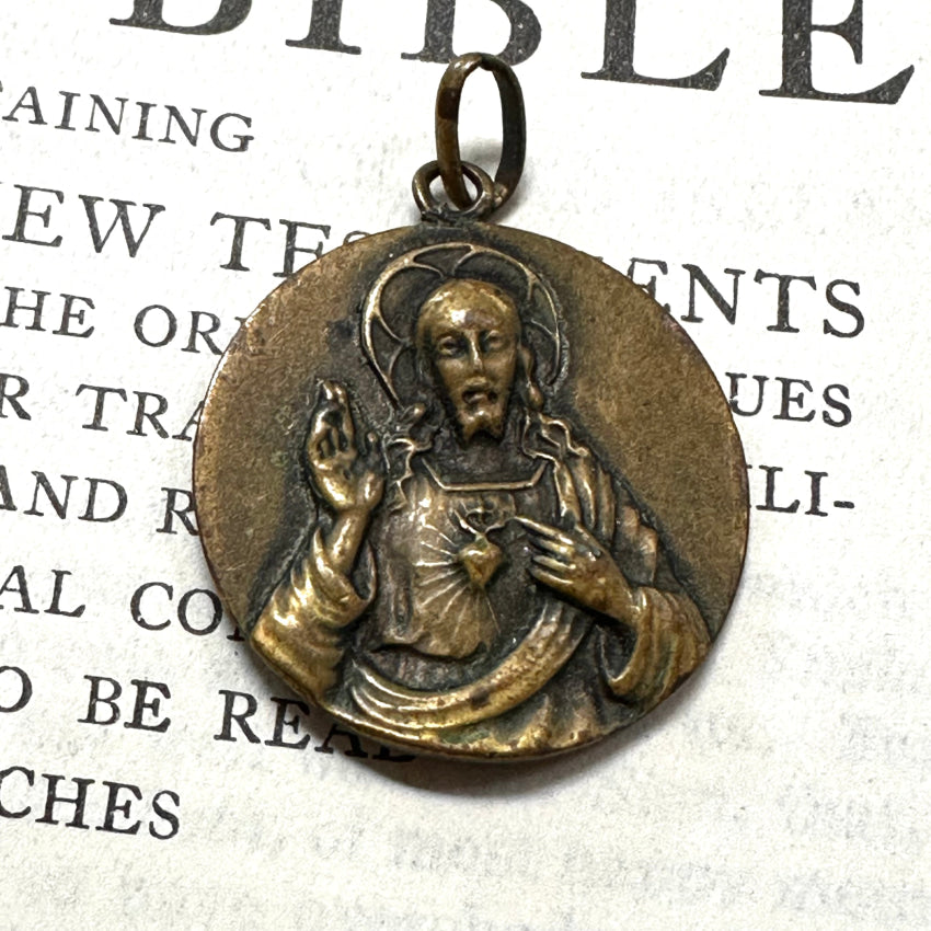 Old Cast Brass Double Sided Devotional Pendant Pendant