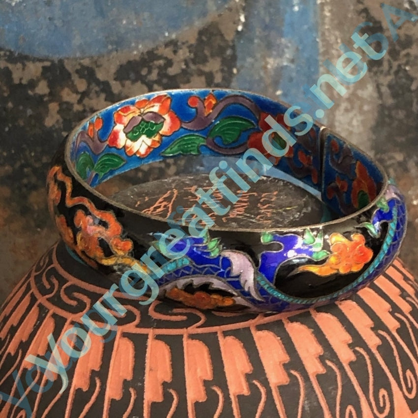 Old Chinese Sterling Silver Cloisonné Bracelet Yourgreatfinds