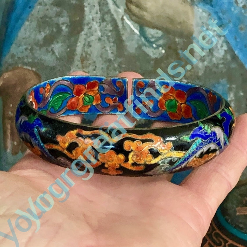 Old Chinese Sterling Silver Cloisonné Bracelet Yourgreatfinds
