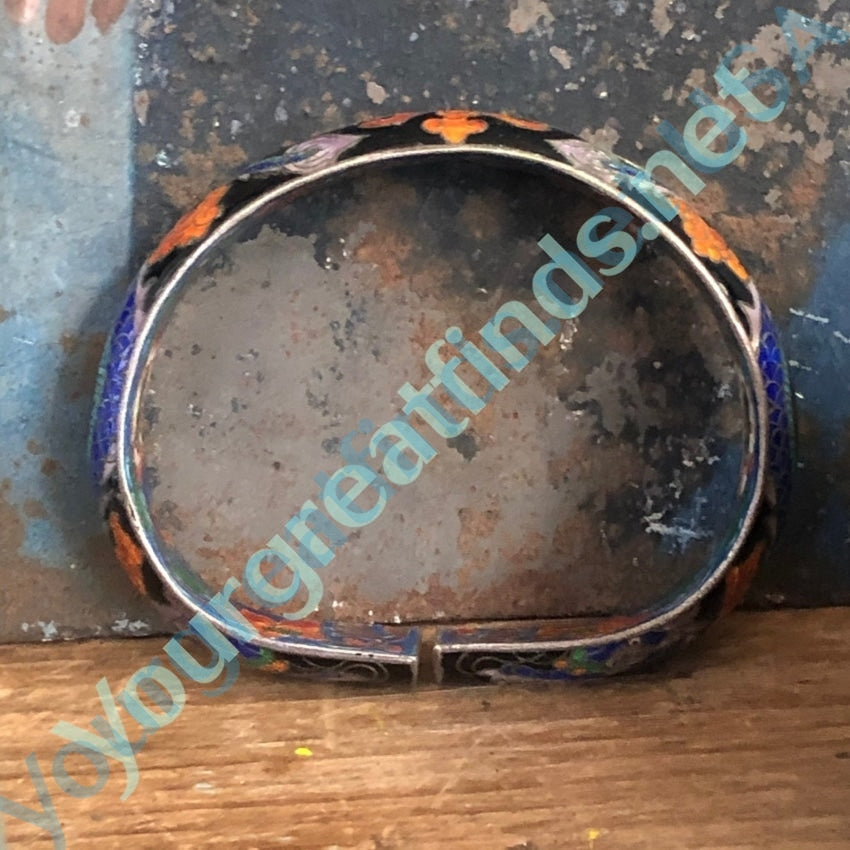 Old Chinese Sterling Silver Cloisonné Bracelet Yourgreatfinds