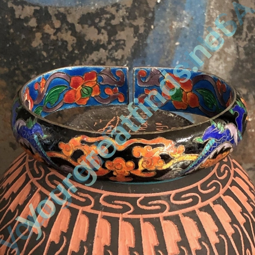 Old Chinese Sterling Silver Cloisonné Bracelet Yourgreatfinds