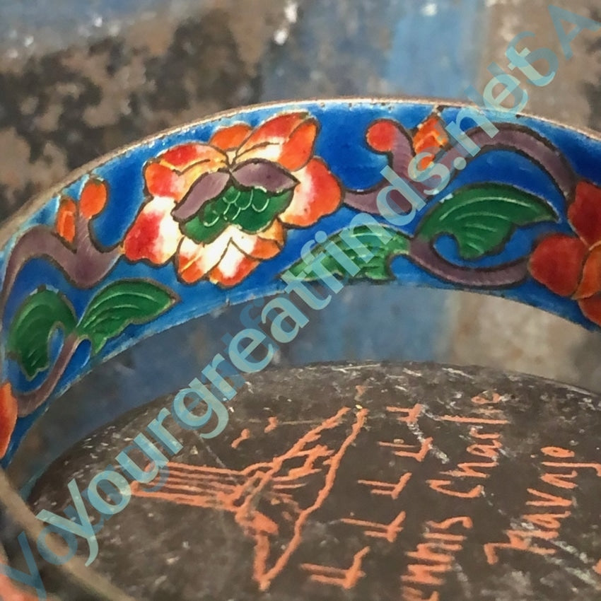 Old Chinese Sterling Silver Cloisonné Bracelet Yourgreatfinds