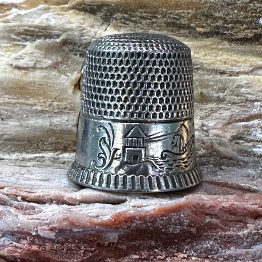 Old Hand Engraved Sterling Silver Sewing Thimble Size 6 Or 9 Sewing Thimble