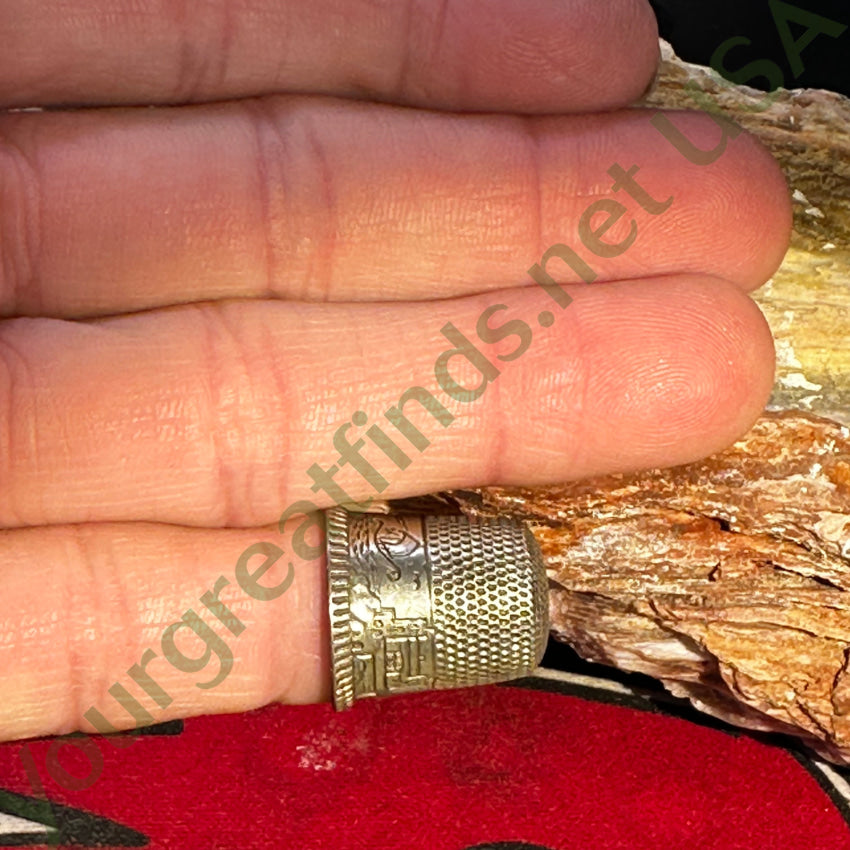 Old Hand Engraved Sterling Silver Sewing Thimble Size 6 Or 9 Sewing Thimble