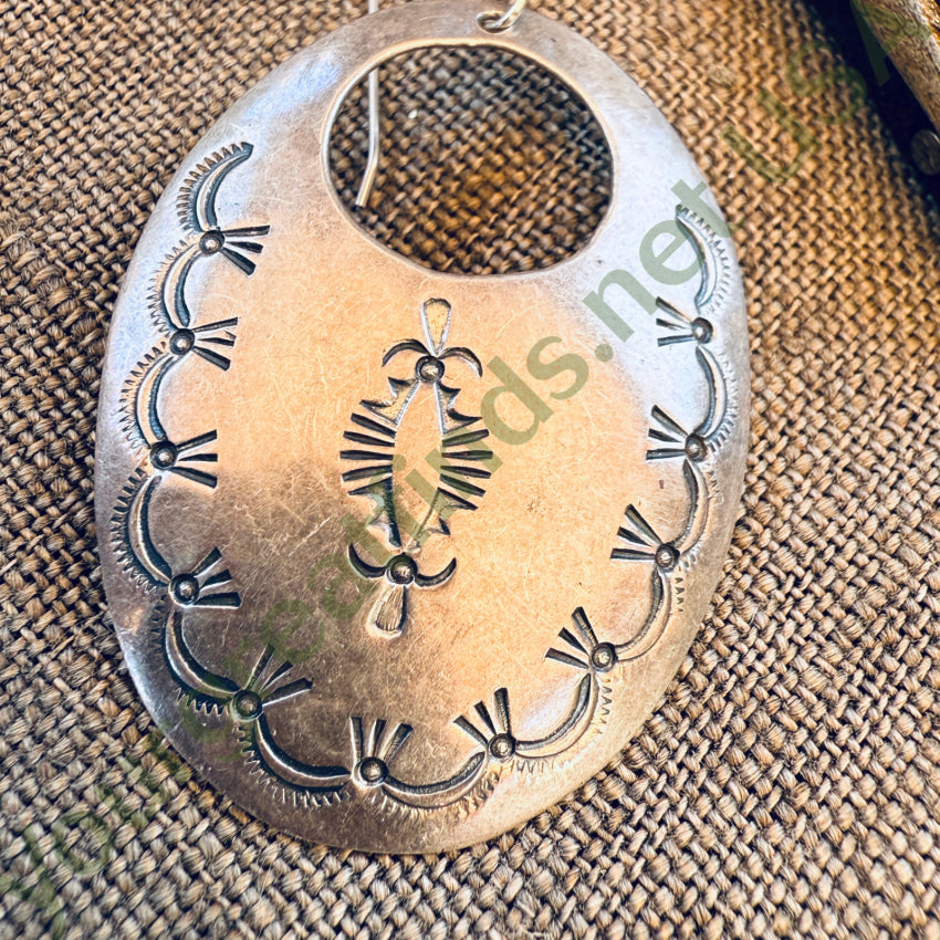 Old Hand Formed & Stamped Navajo Hoop Earrings earrings