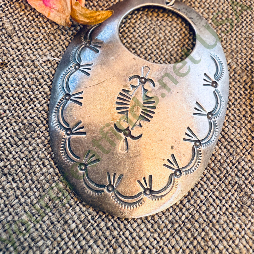 Old Hand Formed & Stamped Navajo Hoop Earrings earrings