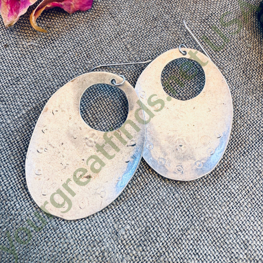Old Hand Formed & Stamped Navajo Hoop Earrings earrings
