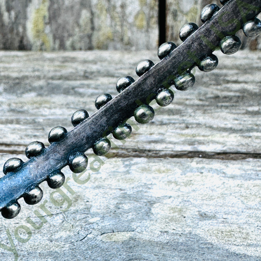 Old Hand Hewn Zuni Sterling Silver Turquoise Row Bracelet