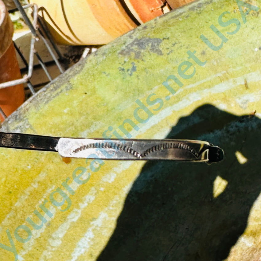 Old Hand Hewn Zuni Sterling Silver Turquoise Row Bracelet