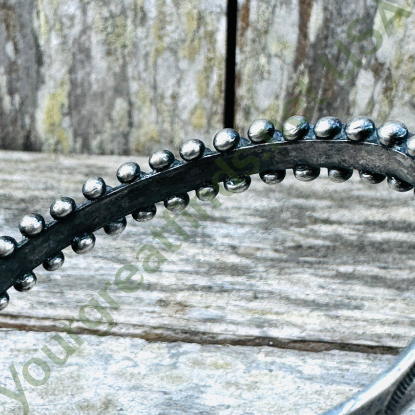 Old Hand Hewn Zuni Sterling Silver Turquoise Row Bracelet