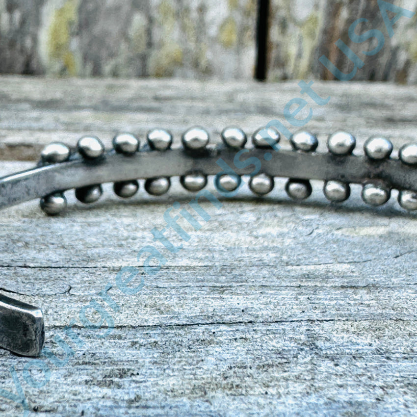 Old Hand Hewn Zuni Sterling Silver Turquoise Row Bracelet