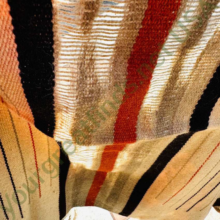 Old Loom Woven Wool Saddle Blanket Worn Southwestern Pad