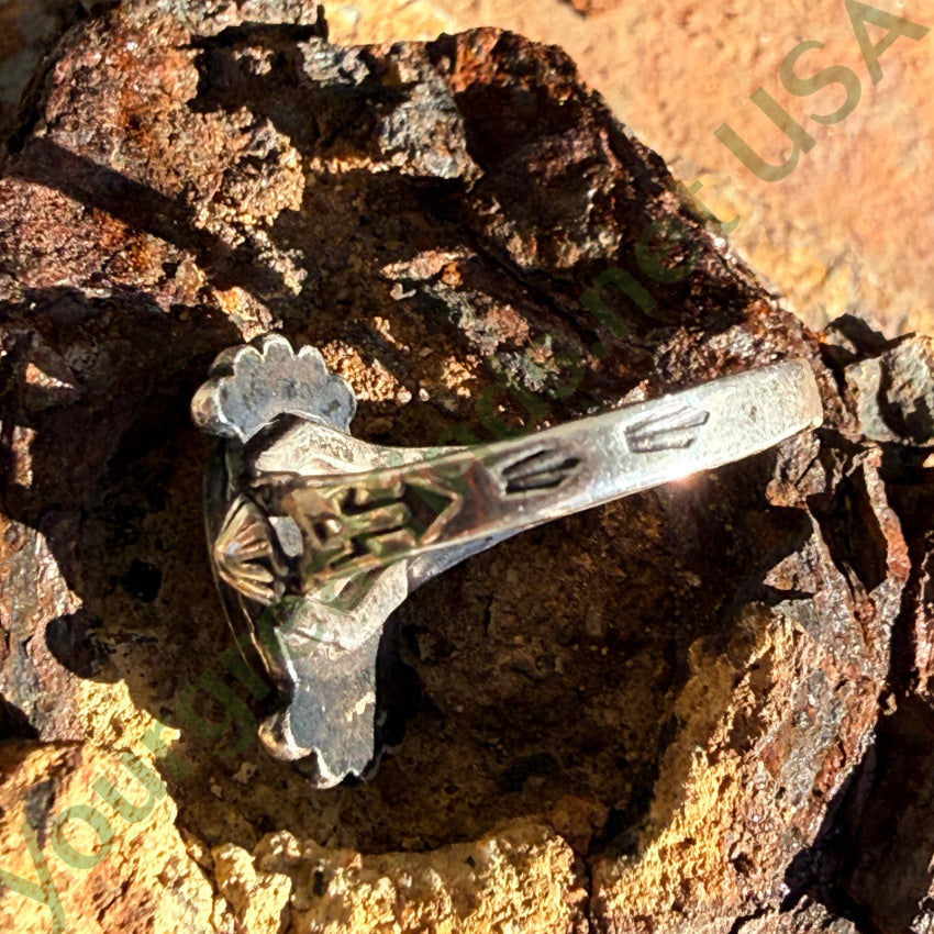 Old Mexican Border Town Sterling SIlver & Turquoise Ring 7 ring