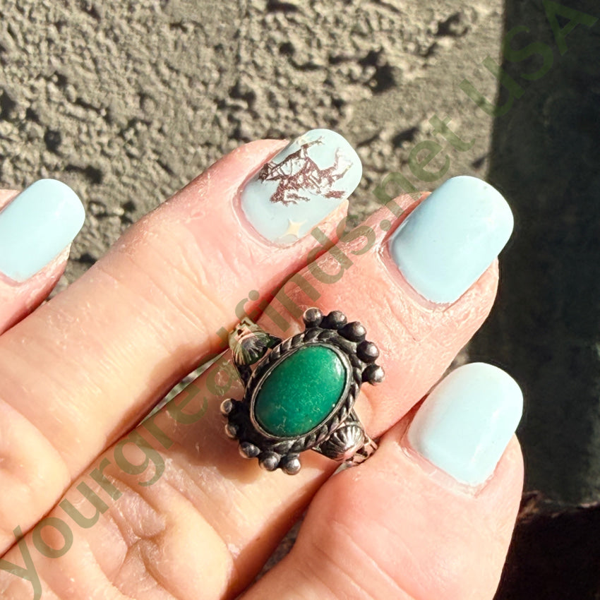 Old Mexican Border Town Sterling SIlver & Turquoise Ring 7 ring