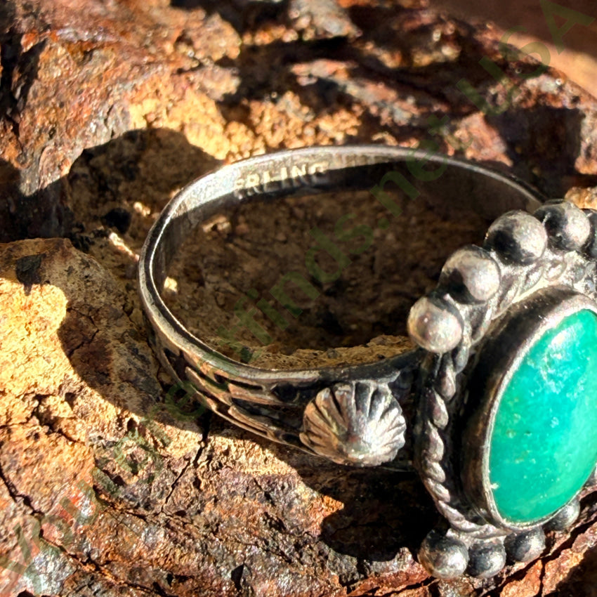 Old Mexican Border Town Sterling SIlver & Turquoise Ring 7 ring