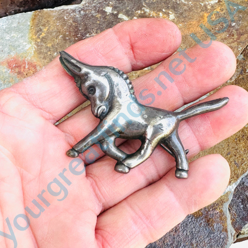 Old Mexican Bordertown Sterling Silver Proud Burro Pin Pin