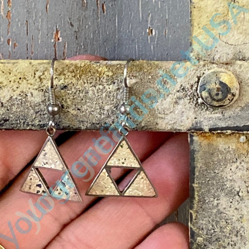 Old Mexican Mosaic Earrings in Sterling Silver Triangles Yourgreatfinds