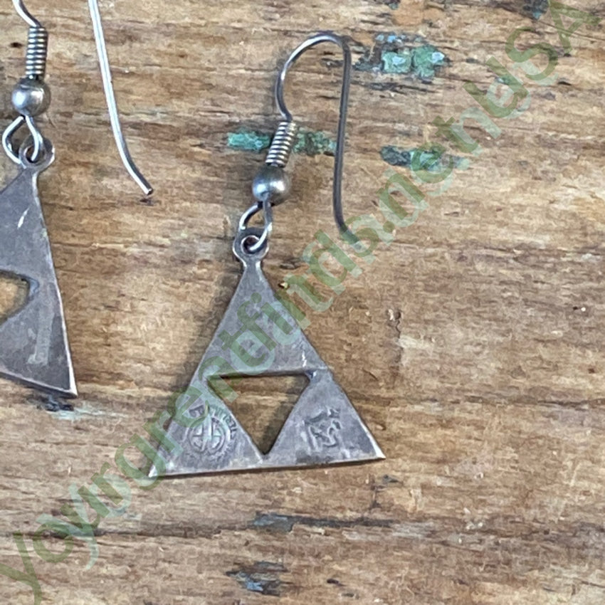 Old Mexican Mosaic Earrings in Sterling Silver Triangles Yourgreatfinds