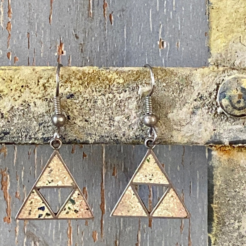 Old Mexican Mosaic Earrings in Sterling Silver Triangles Yourgreatfinds